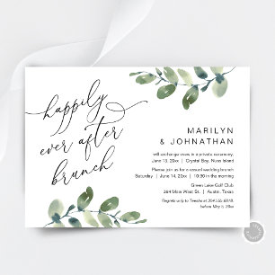 Happily Ever After Brunch Party Greenery Elopement Invitation