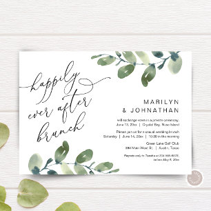 Happily Ever After Brunch Party Greenery Elopement Invitation