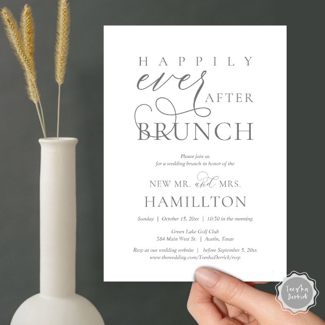 Happily Ever After Brunch Post Wedding Celebration Invitation (Happily Ever After Brunch Post Wedding Celebration Invitation Card, PDF, in Dark Grey)