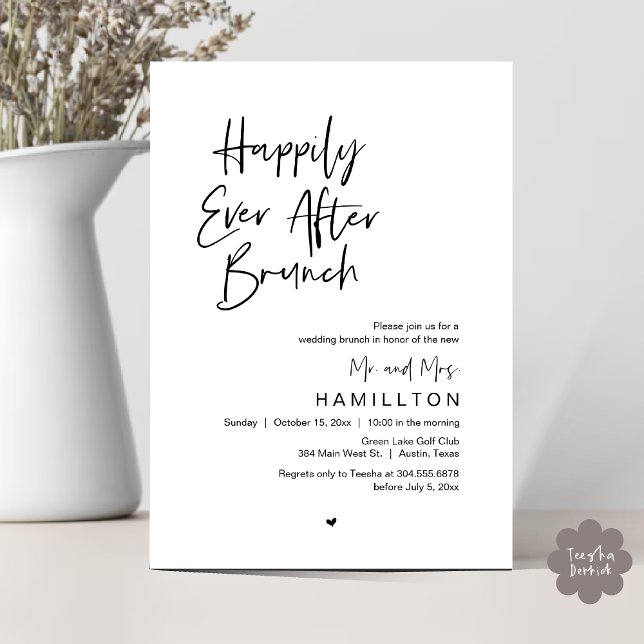 Happily Ever After Brunch The Morning After Invitation (Happily Ever After Brunch The Morning After Invitation Card PDF Newlyweds in Black White)