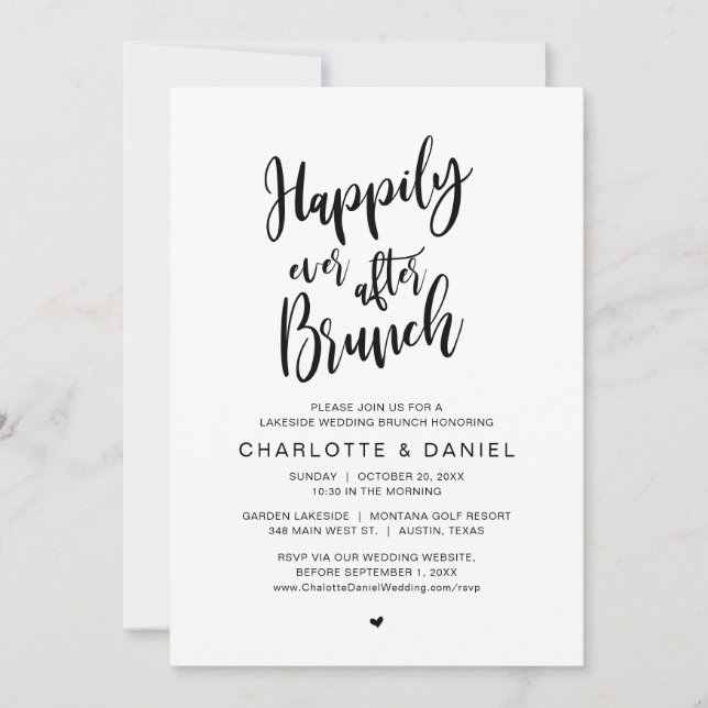 Happily Ever After Brunch, Wedding Elopement Invitation (Front)