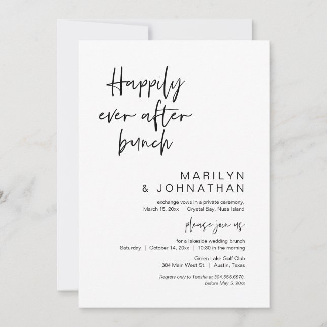 Happily Ever After Brunch, Wedding Elopement Invitation (Front)
