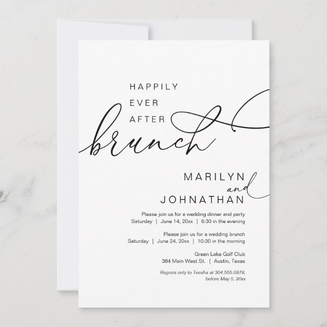 Happily Ever After Brunch, Wedding Elopement Party Invitation (Front)
