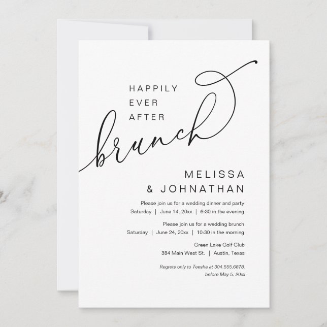 Happily Ever After Brunch, Wedding Elopement Party Invitation (Front)