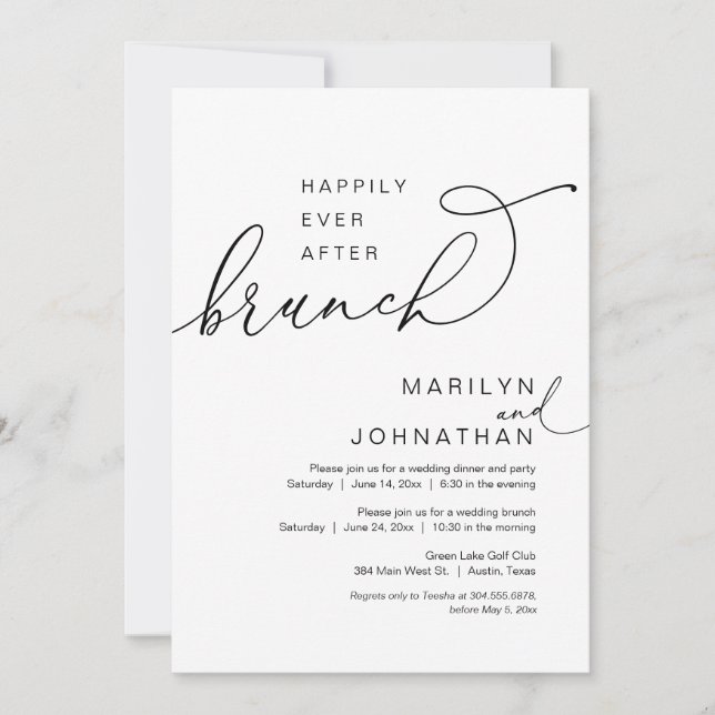 Happily Ever After Brunch, Wedding Elopement Party Invitation (Front)