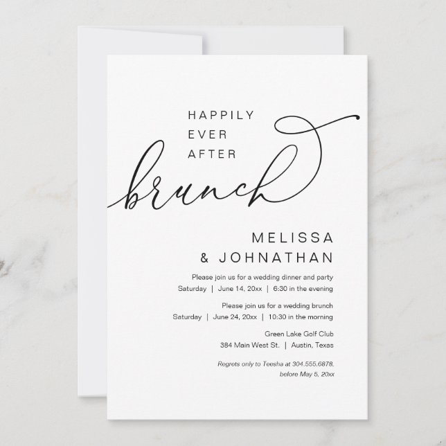 Happily Ever After Brunch, Wedding Elopement Party Invitation (Front)