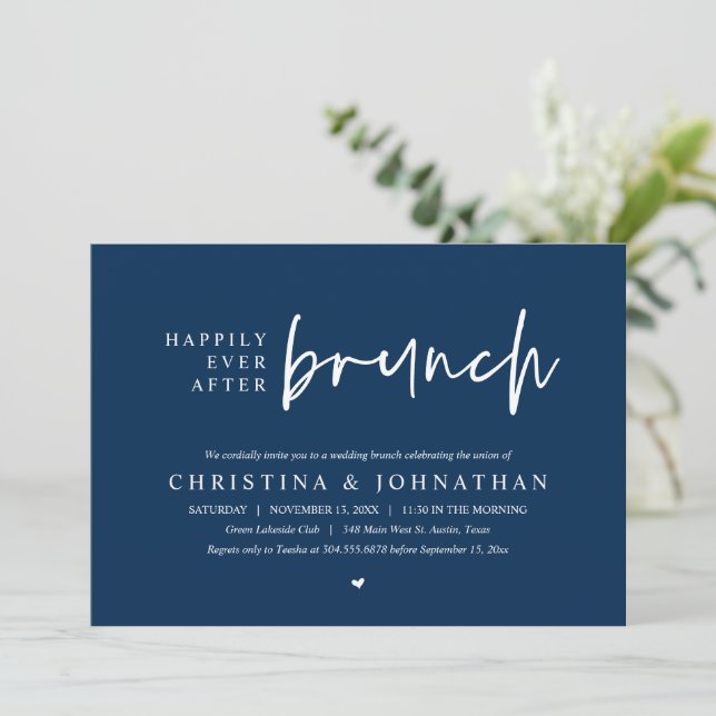 Happily Ever After Brunch Wedding Party, PDF Invitation (Standing Front)