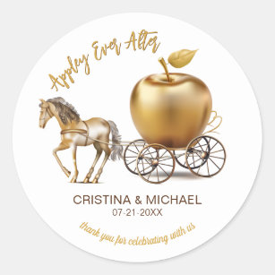 Happily Ever After Caramel Apple Wedding Favour Classic Round Sticker