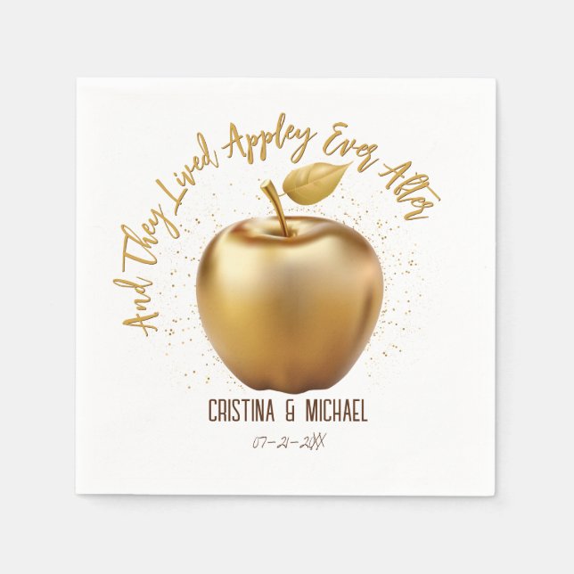 Happily Ever After Caramel Apple Wedding Napkin (Front)