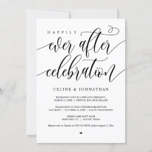 Happily Ever After Celebration, Black, Elopement Invitation