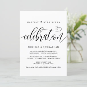 Happily Ever After Celebration, Black, Elopement Invitation