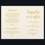Happily ever after, Ceremony Foldable Programs<br><div class="desc">This is the foldable wedding ceremony program card, in yellow gold elegance rustic script theme. (happily ever after) It is designed with scroll accent that can be personalised with custom text for your bridal party, ceremony details, memorial notes and thank you message. ** Note: these text weight paper programs arrive...</div>