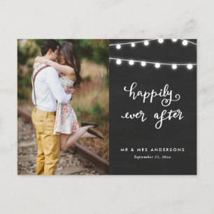 Happily Ever After Chalkboard Wedding Photo Postcard