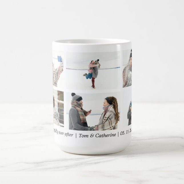 Happily Ever After Couple 6 Custom Photo Collage Coffee Mug (Center)
