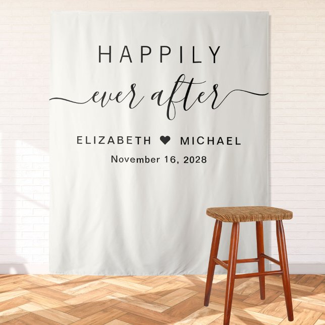 Happily Ever After Cream Wedding Reception Tapestry (Creator Uploaded)