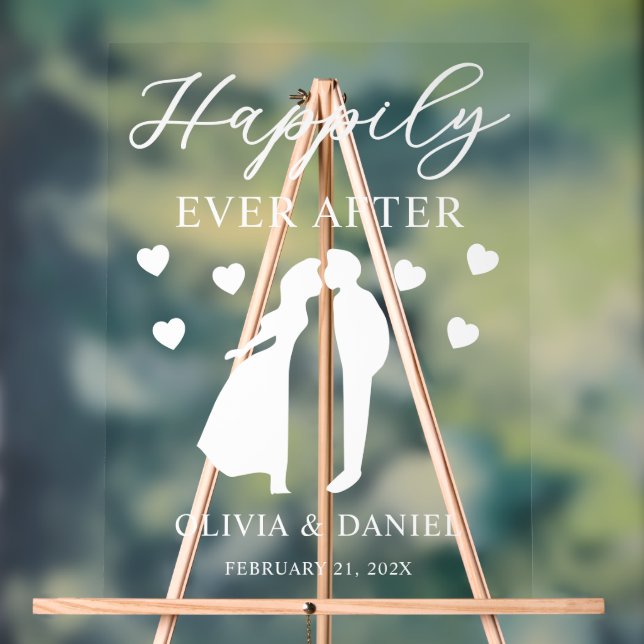 Happily Ever After Custom Wedding Acrylic Sign (Neutral)