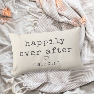 Happily Ever After   Custom Wedding Date Lumbar Cushion