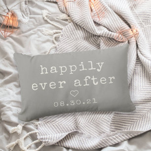 Happily Ever After   Custom Wedding Date Lumbar Cushion