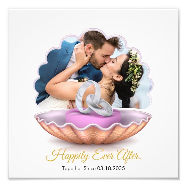 Happily Ever After Custom Wedding Photo Poster (Front)
