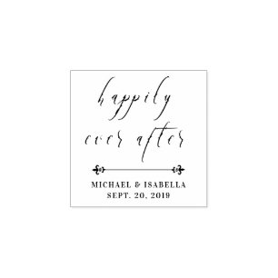 Happily Ever After   Custom Wedding Typography Rubber Stamp