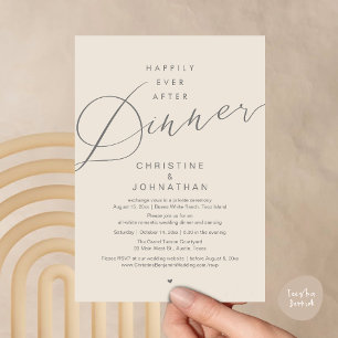 Happily Ever After Dinner, Modern Romantic Wedding Invitation