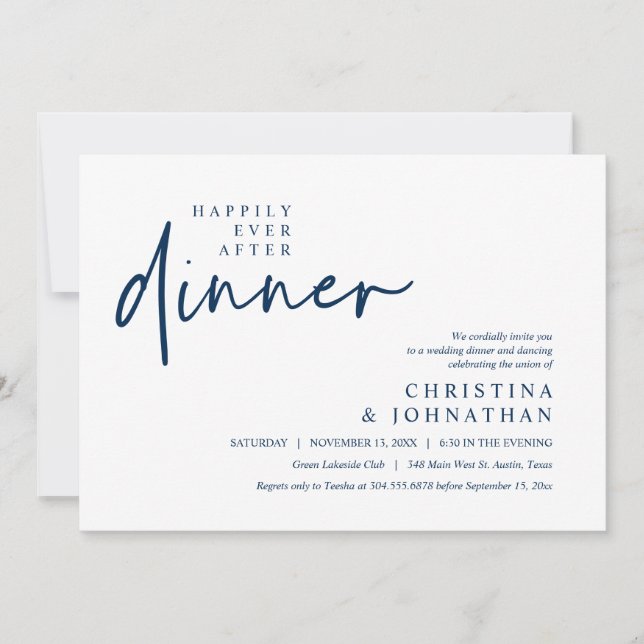 Happily Ever After Dinner Modern Wedding Party Invitation (Front)