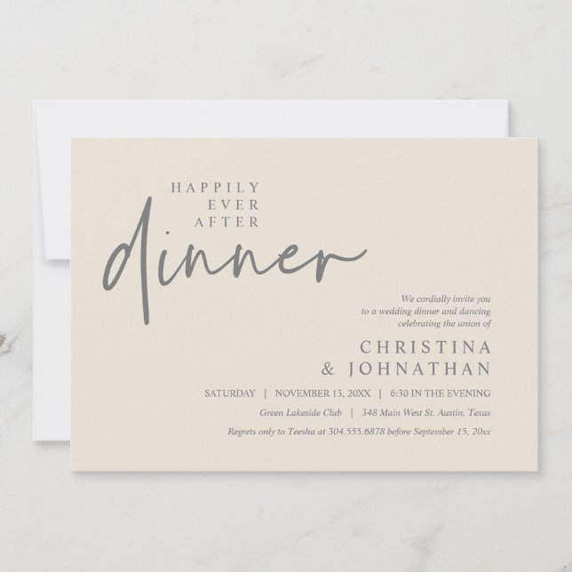 Happily Ever After Dinner Modern Wedding Party Invitation (Front)