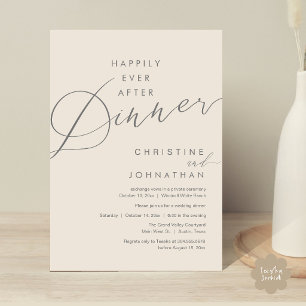 Happily Ever After Dinner Romantic Elegant Wedding Invitation