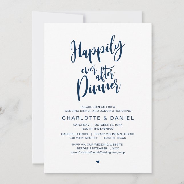 Happily Ever After Dinner, Wedding Elopement Invitation (Front)