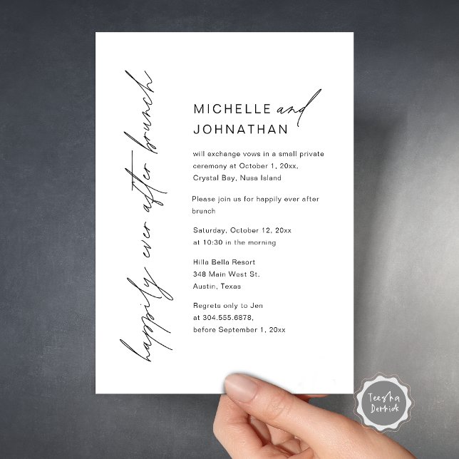Happily Ever After Dinner, Wedding Elopement Party Invitation (Happily Ever After Party, Wedding Brunch Celebration Invitation Card, Printed and Digital File.)