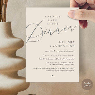 Happily Ever After Dinner Wedding Party Cream Grey Invitation