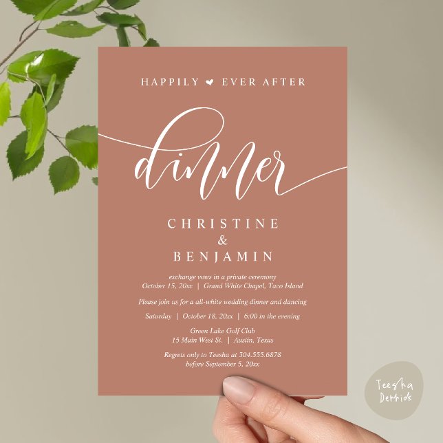 Happily Ever After Dinner, Wedding Party Dancing Invitation (Happily Ever After Dinner, Wedding Party Dancing Invitation Card PDF Modern Rustic Terracotta Earthy)