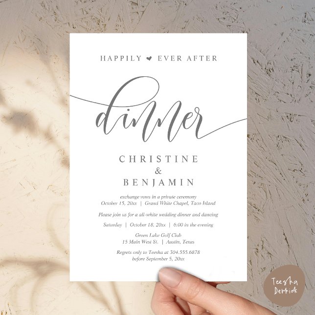 Happily Ever After Dinner, Wedding Party Dancing Invitation (Happily Ever After Dinner, Wedding Party Dancing Invitation Card PDF Modern Rustic Dark Grey)