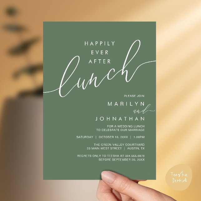 Happily Ever After Dinner Wedding Reception Dinner Invitation (Happily Ever After Lunch Wedding Reception Invitation Card in Sage Green)