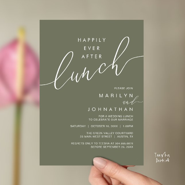 Happily Ever After Dinner Wedding Reception Dinner Invitation (Happily Ever After Lunch Wedding Reception Invitation Card in Dusty Sage Green)
