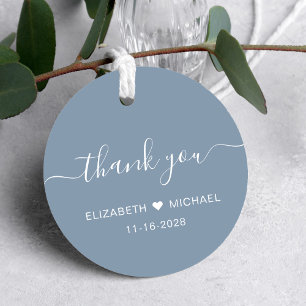 Happily Ever After Dusty Blue Wedding Thank You Favour Tags