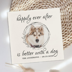 Happily Ever After Elegant Dog Photo Pet Wedding N Napkin