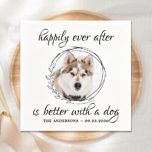 Happily Ever After Elegant Pet Photo Dog Wedding Napkin