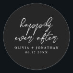 Happily Ever After Elegant Script Wedding Classic Round Sticker<br><div class="desc">Happily Ever After Elegant Script Wedding Stickers</div>