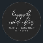 Happily Ever After Elegant Script Wedding Classic Round Sticker<br><div class="desc">Happily Ever After Elegant Script Wedding Stickers</div>