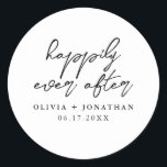 Happily Ever After Elegant Script Wedding Classic Round Sticker<br><div class="desc">Happily Ever After Elegant Script Wedding Stickers</div>