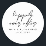 Happily Ever After Elegant Script Wedding Classic Round Sticker<br><div class="desc">Happily Ever After Elegant Script Wedding Stickers</div>