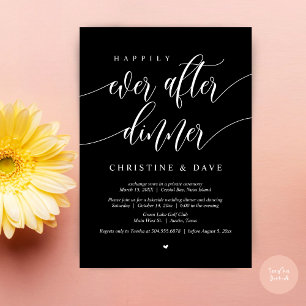 Happily Ever After Elopement Dinner, Classy Black Invitation