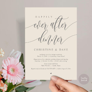 Happily Ever After Elopement Dinner, Cream Grey Invitation