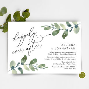Happily Ever After, Elopement Dinner, Greenery Invitation