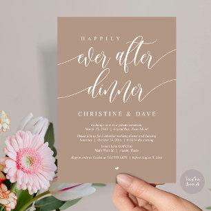 Happily Ever After Elopement Dinner, Warm Taupe Invitation