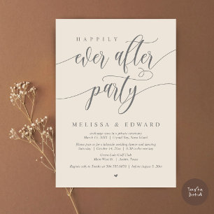 Happily Ever After Elopement Party, Cream Grey Invitation