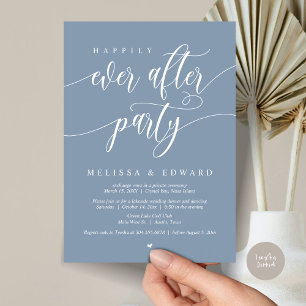Happily Ever After Elopement Party, Dusty Blue Invitation