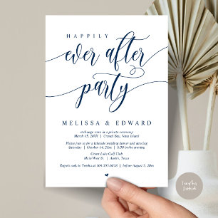Happily Ever After Elopement Party, Navy Blue Invitation