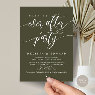 Happily Ever After Elopement Party, Olive Sage Invitation